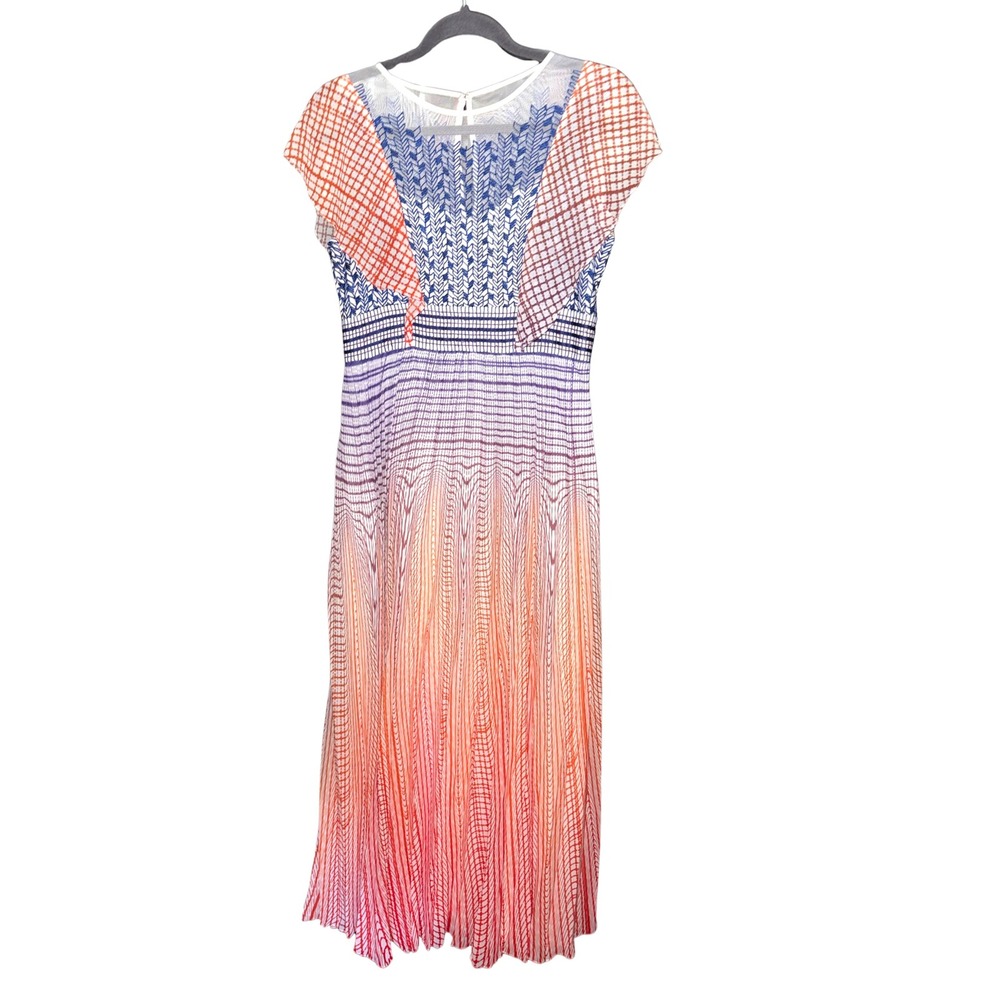 Geisha‎ Designs Anthropologie Savita Ombre Maxi Dress Orange Blue 4 Coral